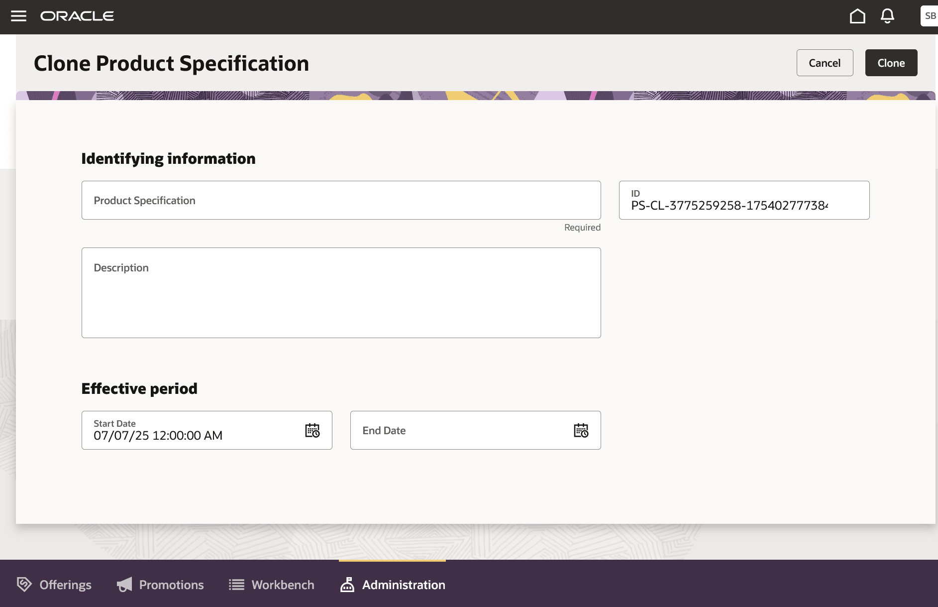 Clone of Product Specification