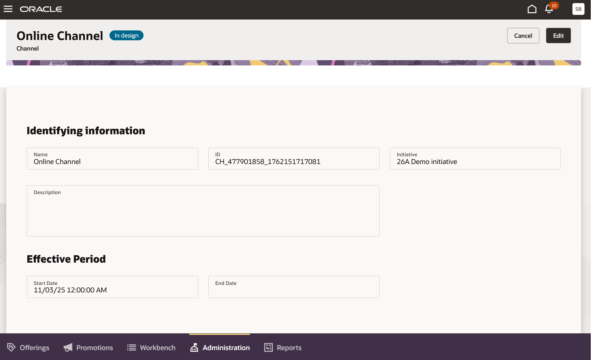 Channel entity creation