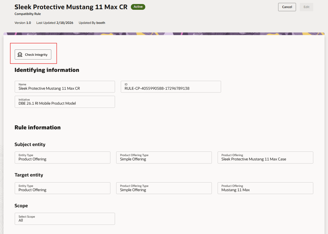 Rules Design Inegrity Check Invocation