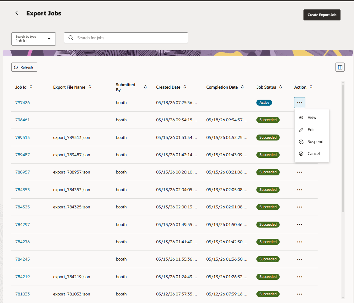 Export Job Execution Management