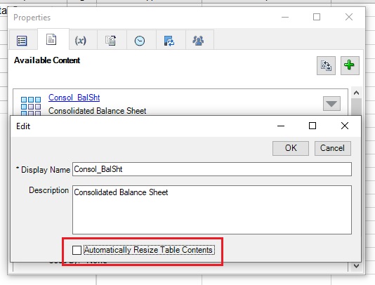 Clear the Automatically Resize Table Contents checkbox in the Edit dialog.
