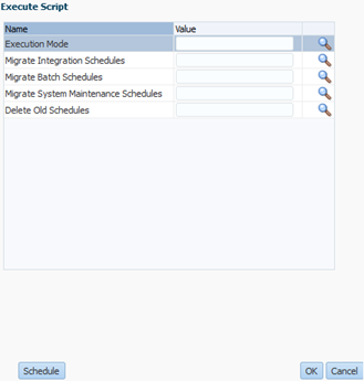 Image Shows Options For Executing A Migrate Schedules To Platform Jobs Scheduler Script