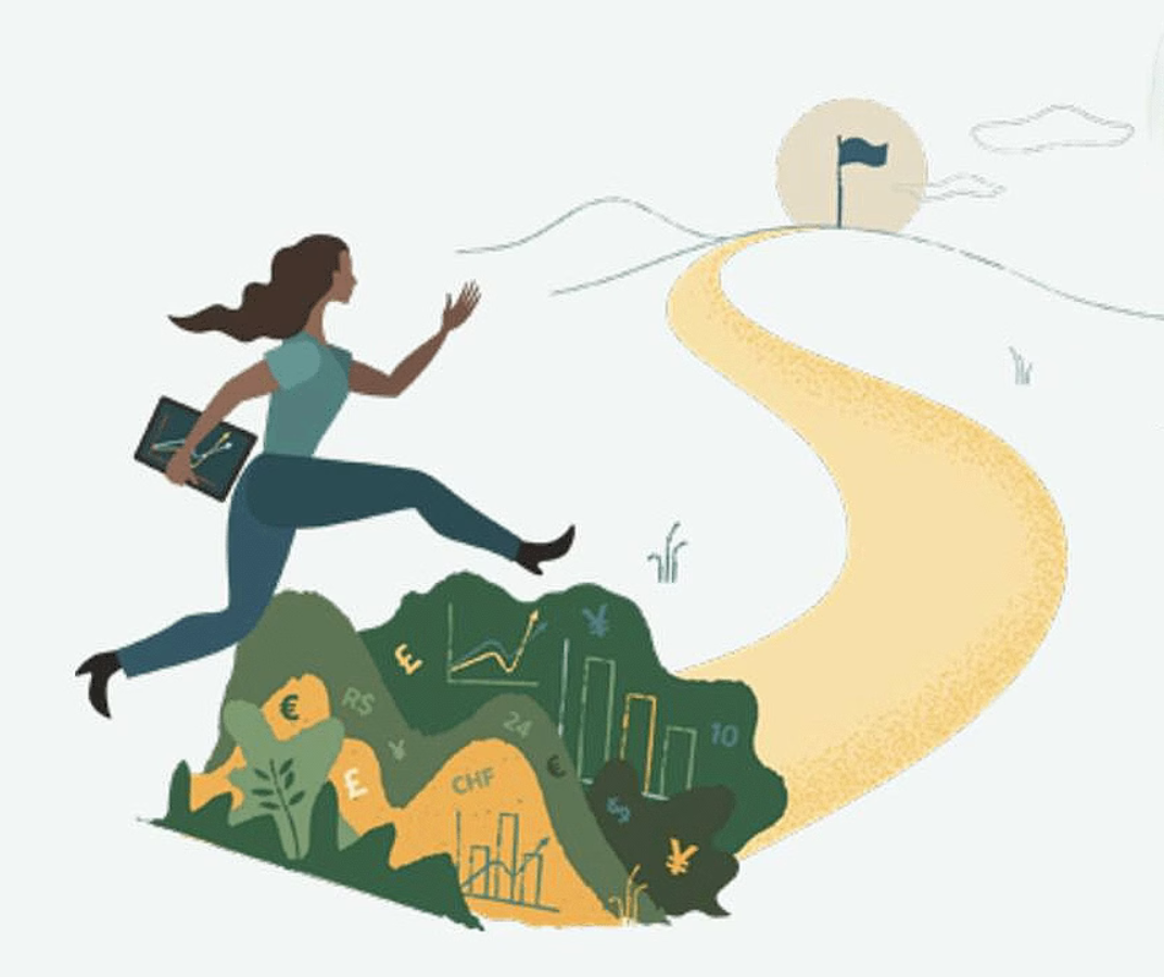 Illustration of a person working toward a goal