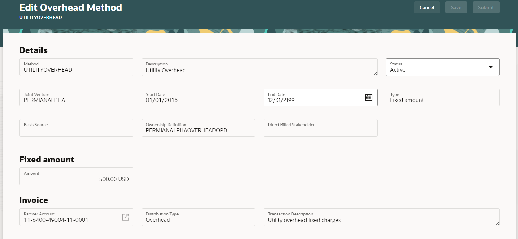 Use the Fixed Amount Overhead Method to enable managing partners to charge the joint venture partners a fixed amount for overhead.