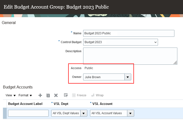 Budget Account Group with Public Access