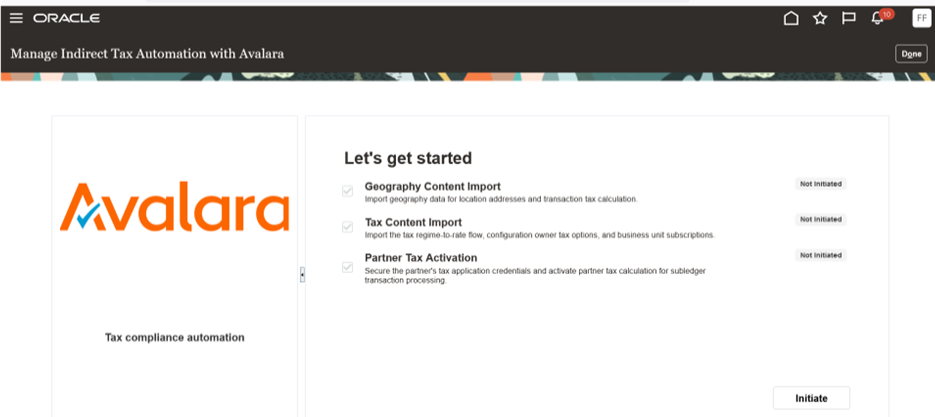  Manage Indirect Tax Automation with Avalara page