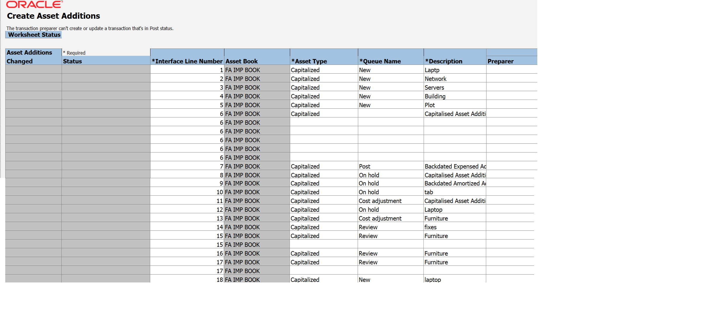 Send transaction back to preparer by changing the queue status to New.