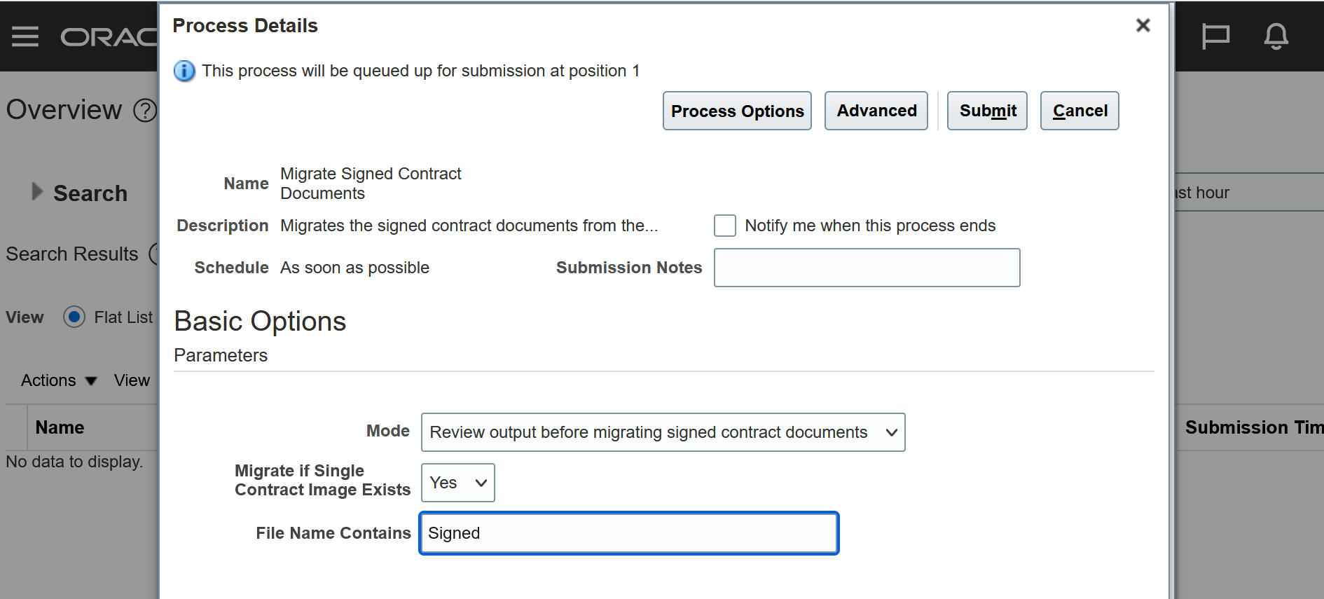 Scheduled Process Parameters