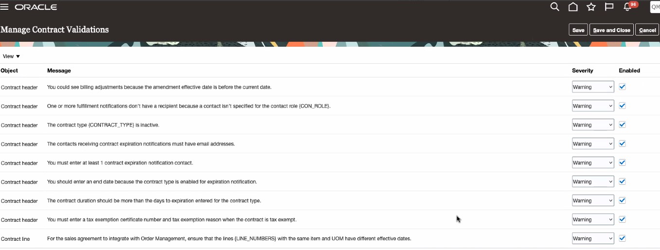 Manage Contract Validations