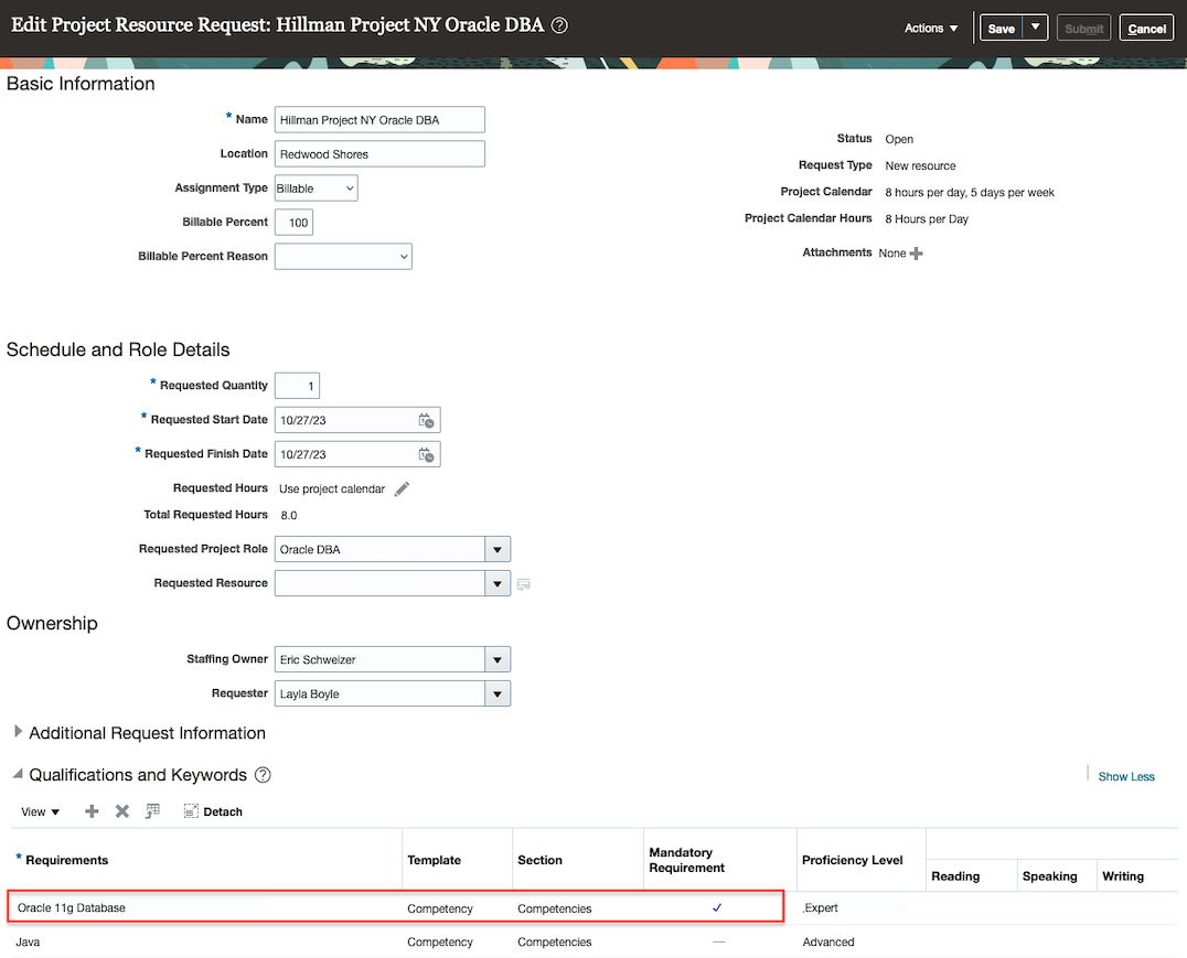 Create/Edit Resource Request