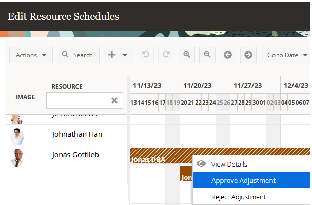 Approve or Reject Assignment Adjustments