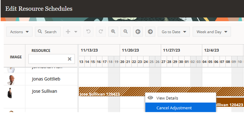 Cancel Assignment Adjustment