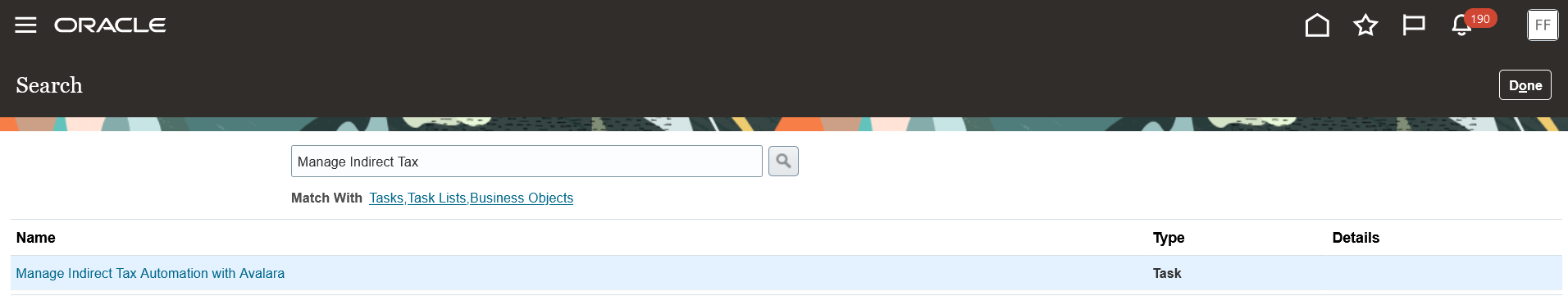 Use the Manage Indirect Tax Automation with Avalara task to initiate Avalara enablement
