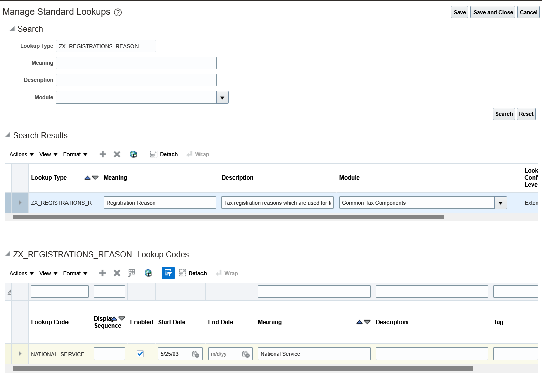 Manage Standars Lookups