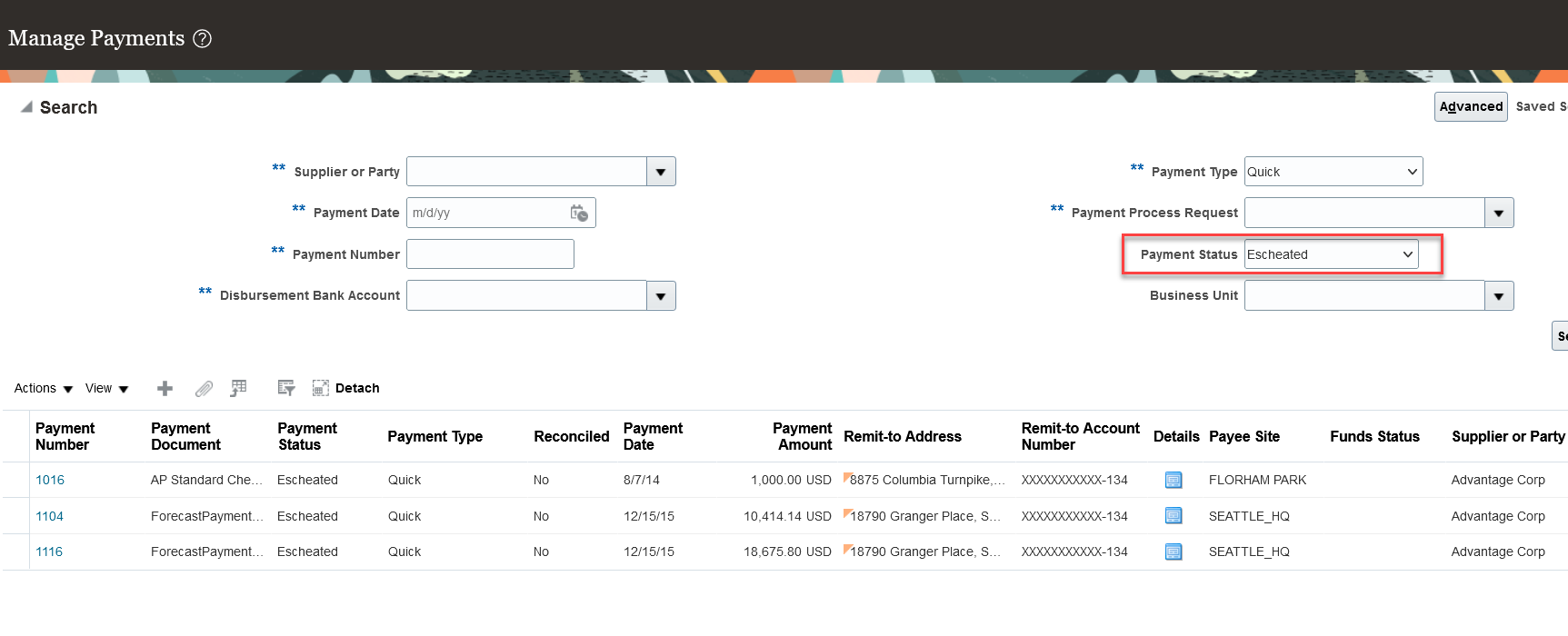 Escheated Payments 