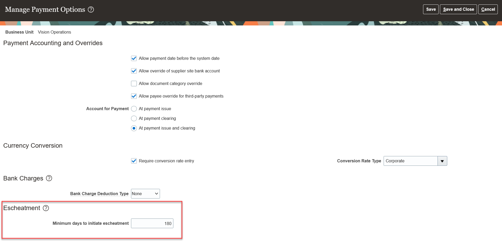 Manage Payment Options