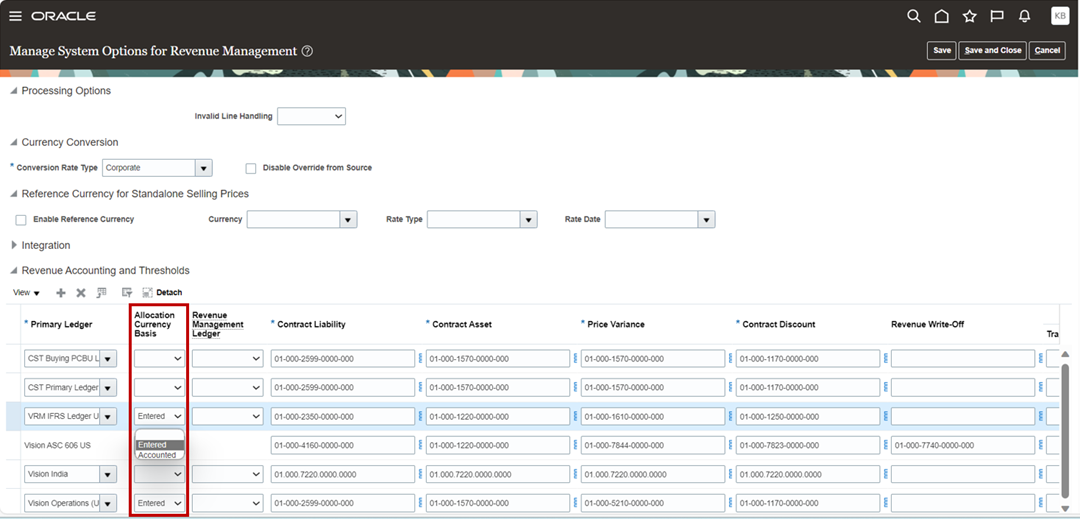 Manage System Options for Revenue Management