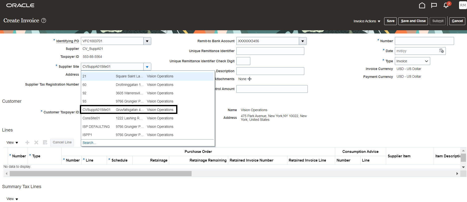 Supplier Site LOV in Supplier Portal after the change