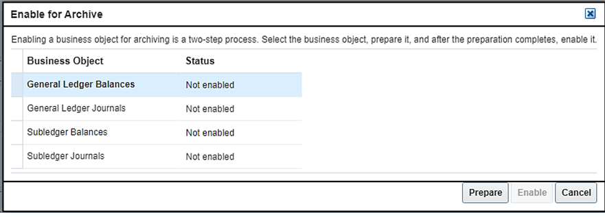 Enable for Archive