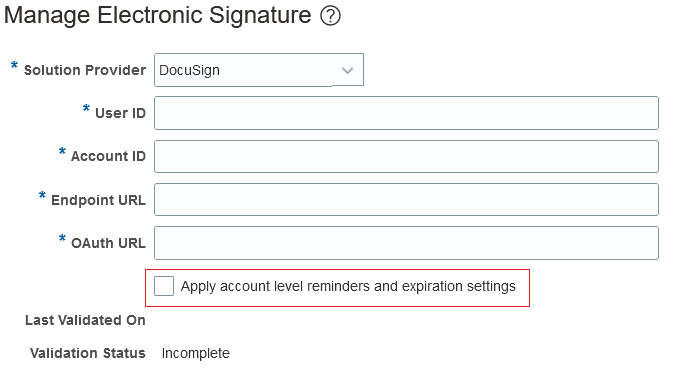 Manage Electronic Signature for DocuSign