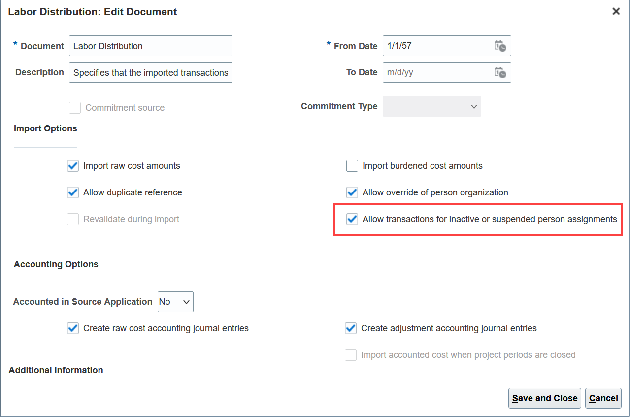 Project Transaction Source Document Edit Page