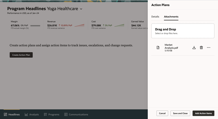Attaching a File to a Program Action Plan