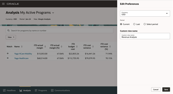 Renaming a Custom View for Program Analysis
