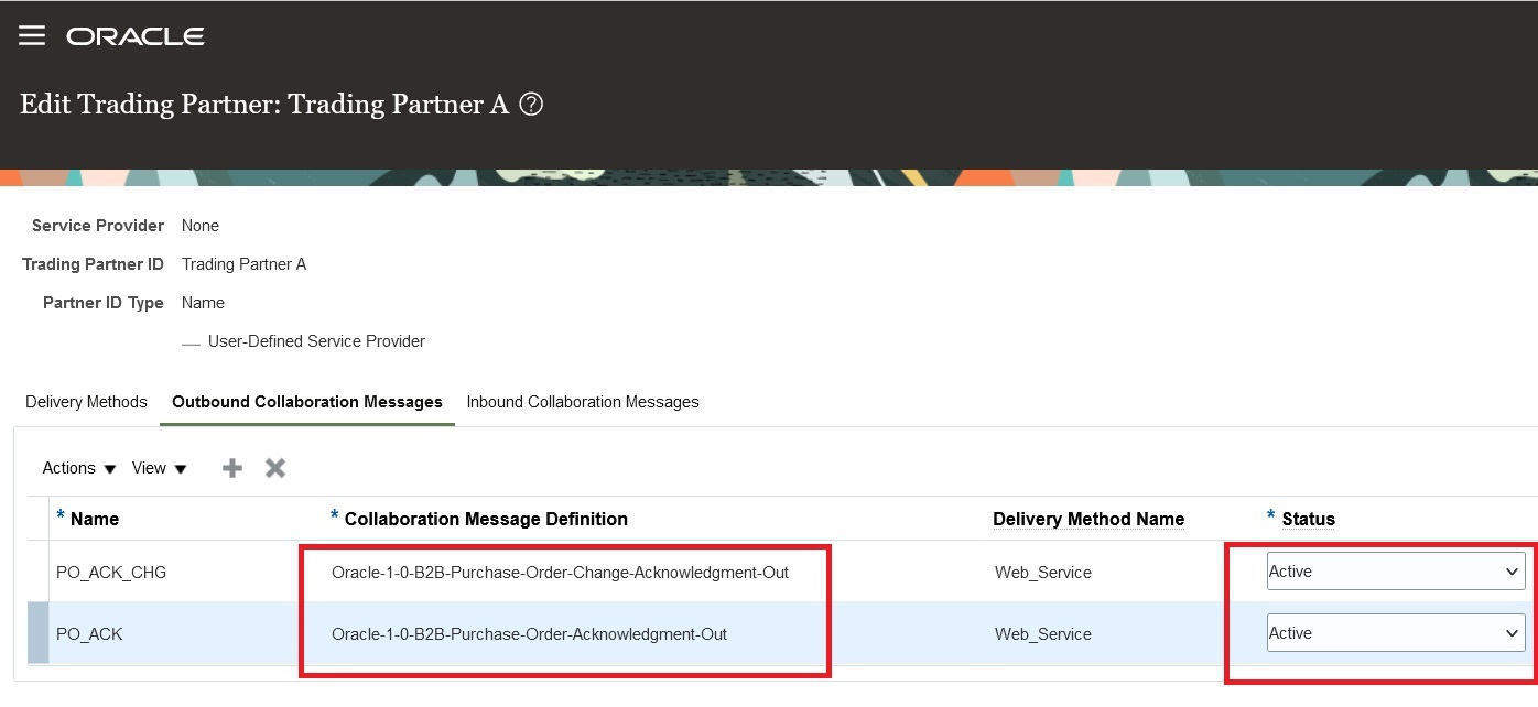 Screen capture for Outbound Collaboration Messages.
