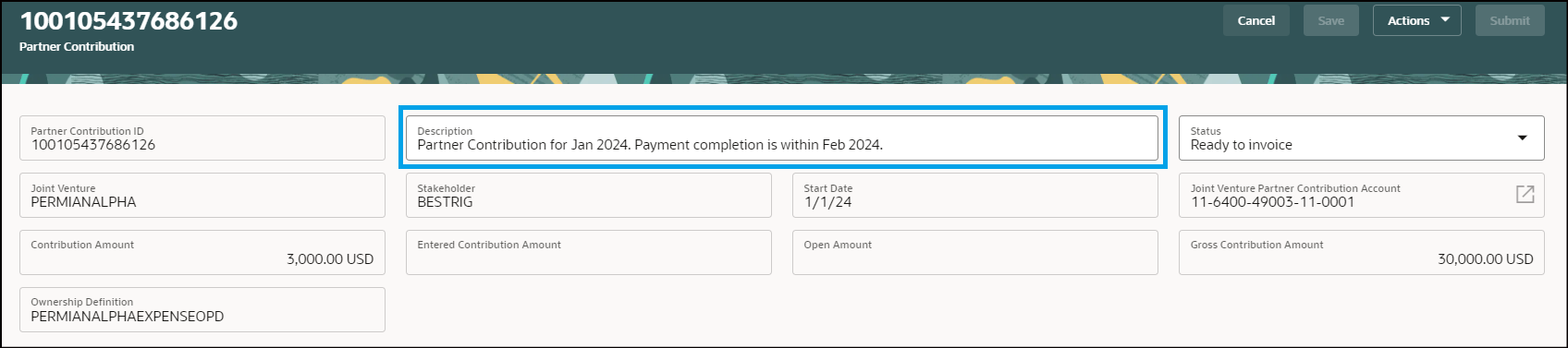 Partner contribution