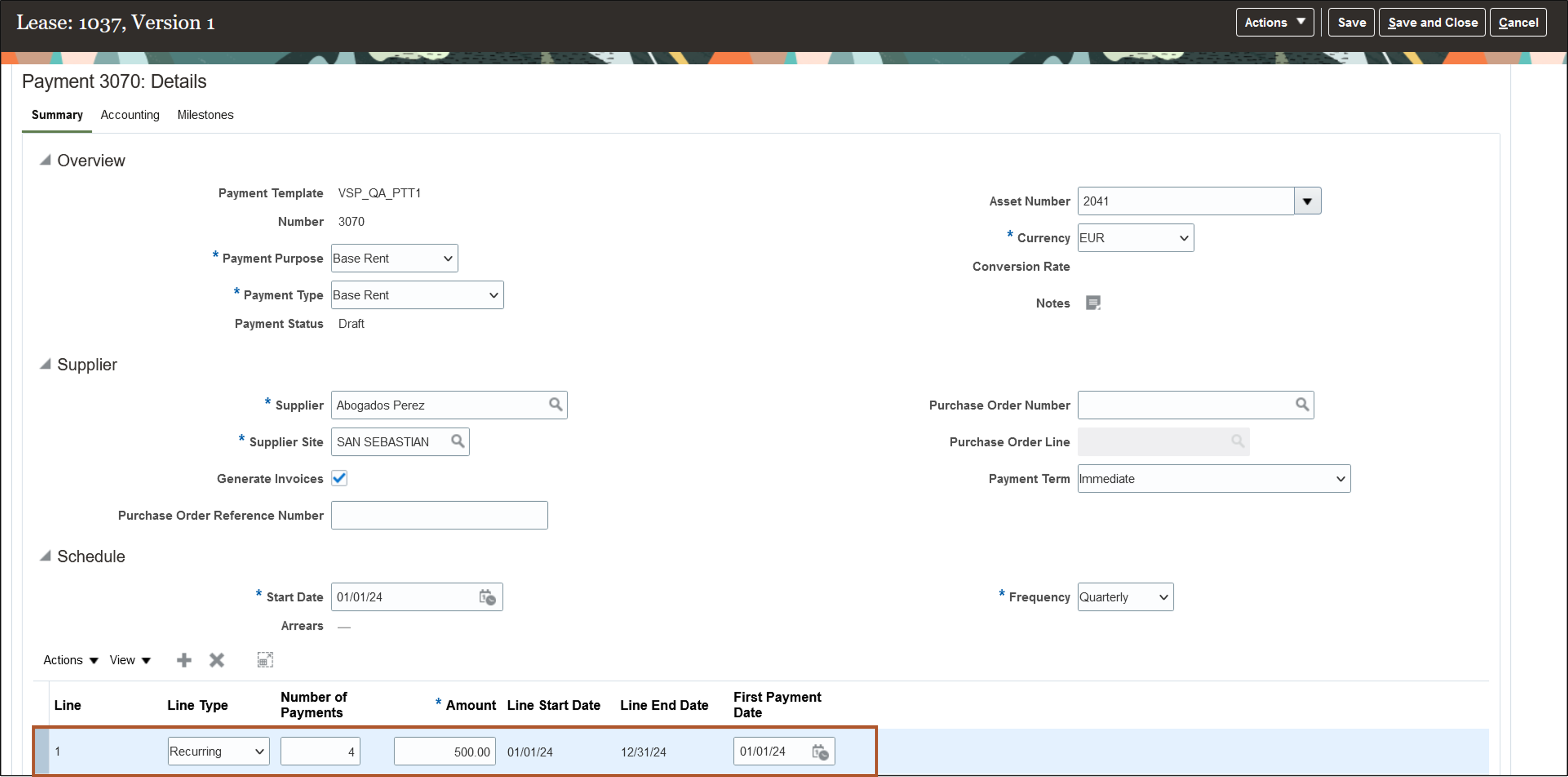 Payment Details - Summary page