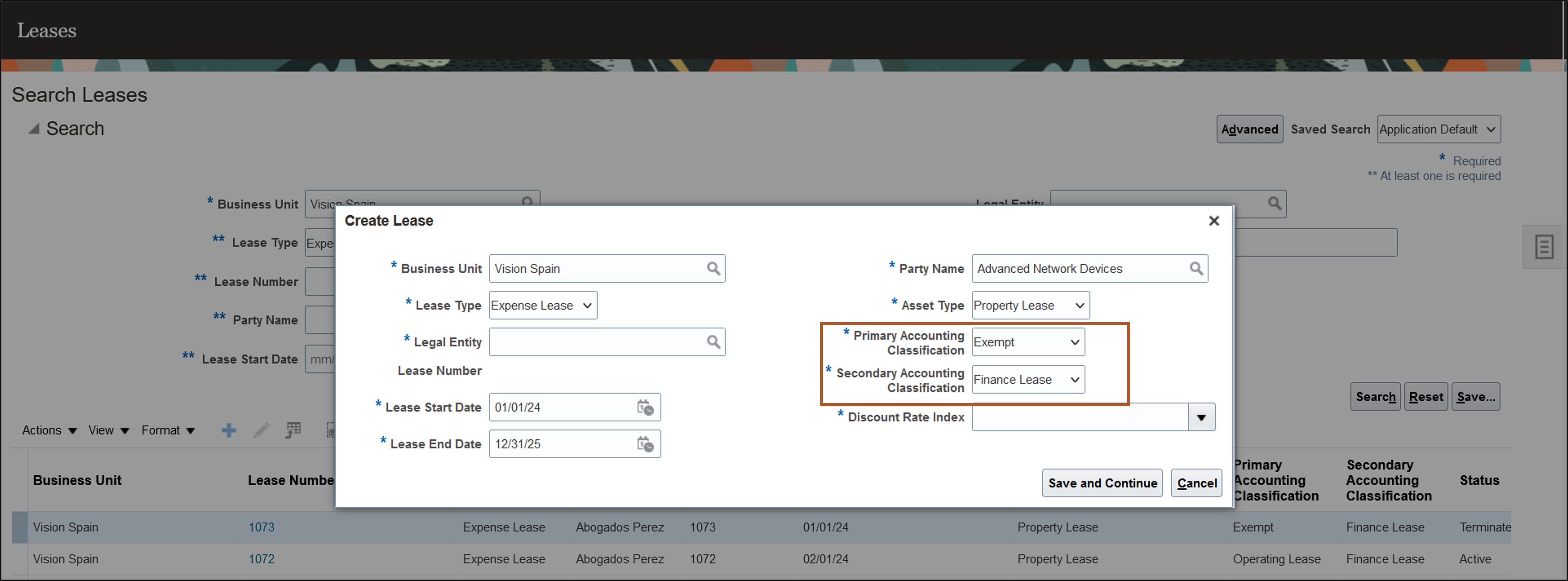 Create Lease page