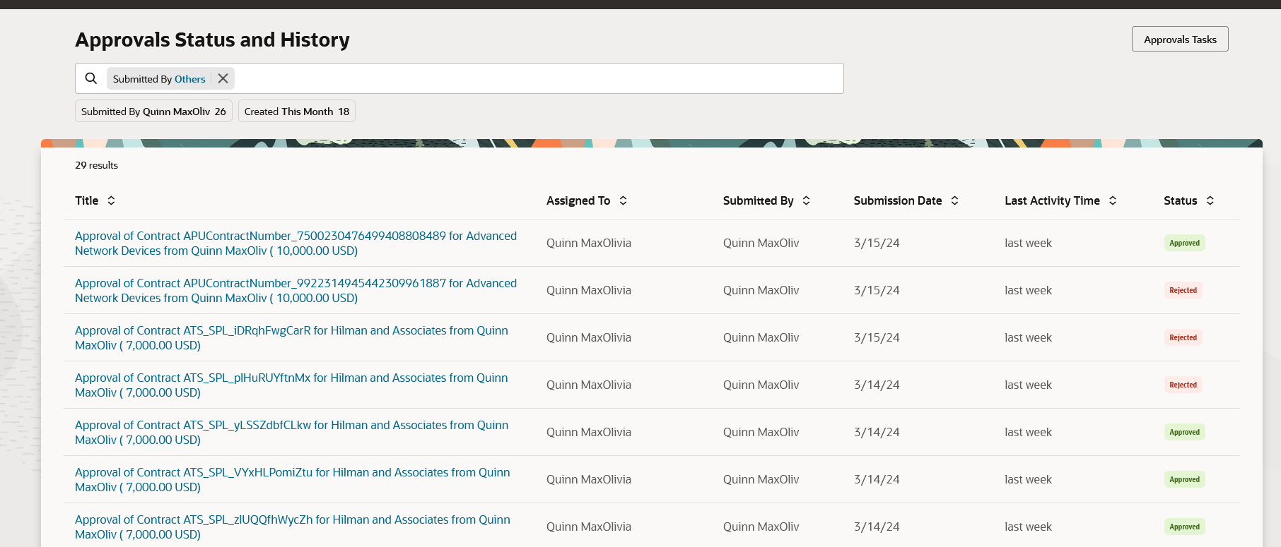 Approvals Status and History