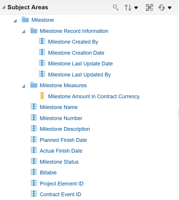 Milestone Dimension in the Project Billing - Bill Transactions Real Time Subject Area