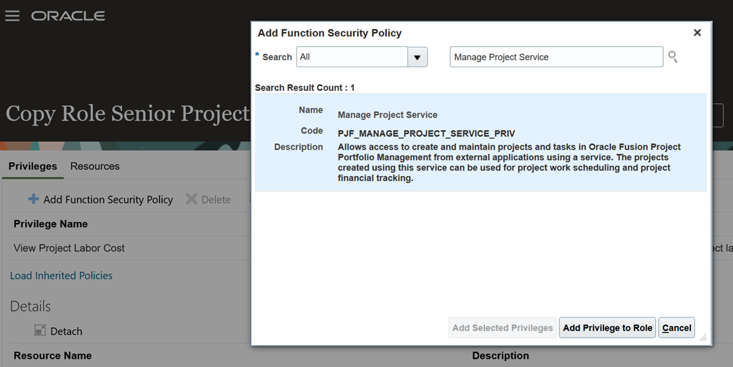 Add Function Security Policy