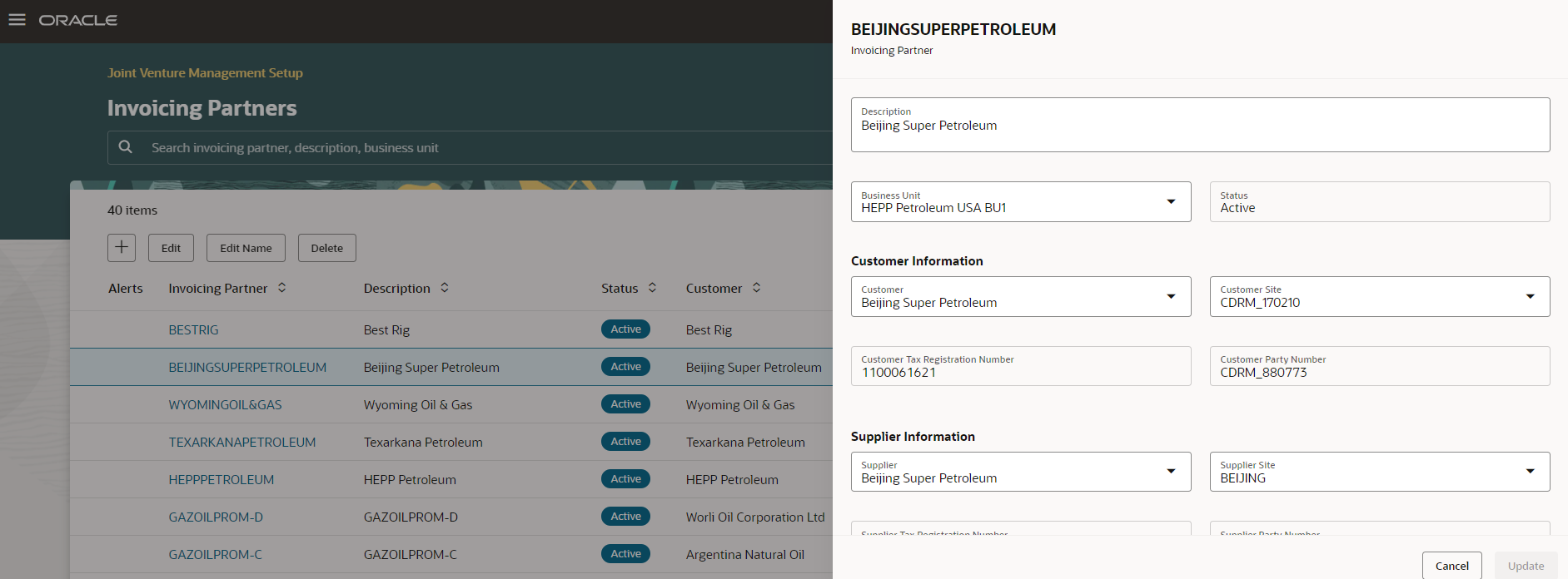 Edit Invoicing Partner