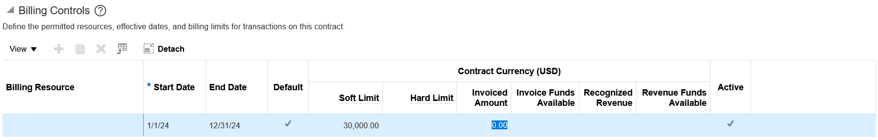 Billing Controls on Contract or Contract Line Level.