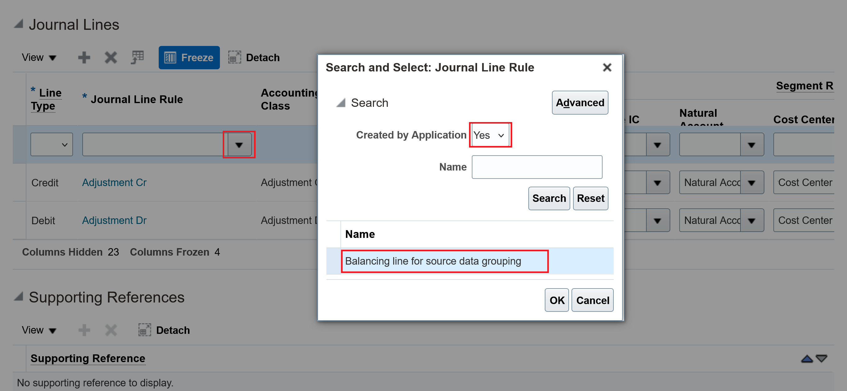 Add Balancing line for source data grouping journal line rule to your rule set.