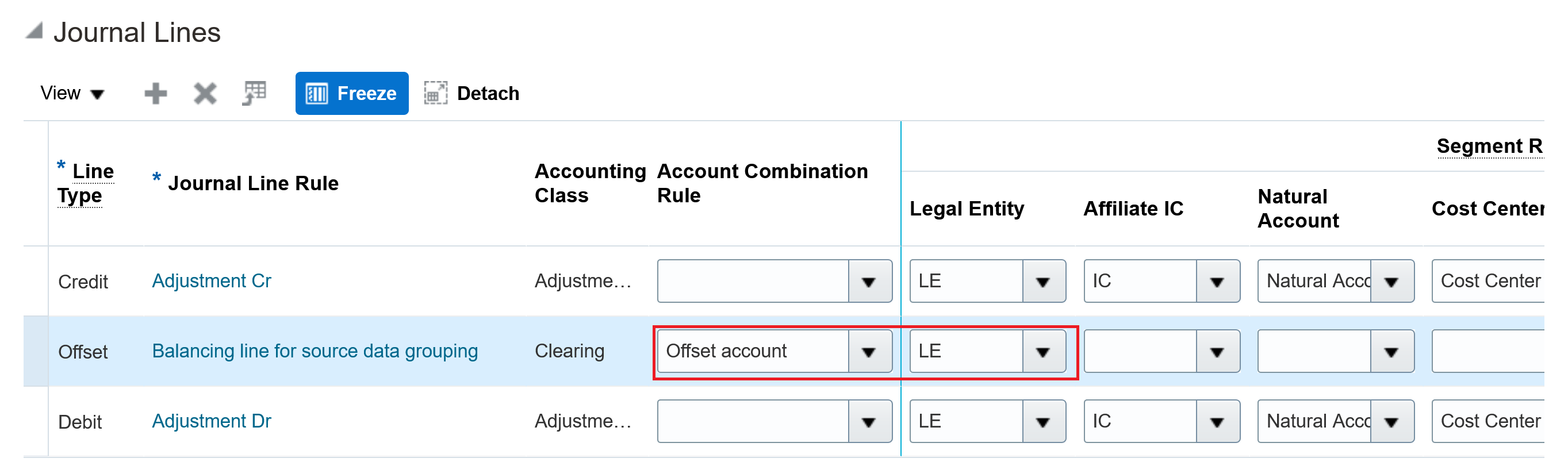 Assign offset account rule
