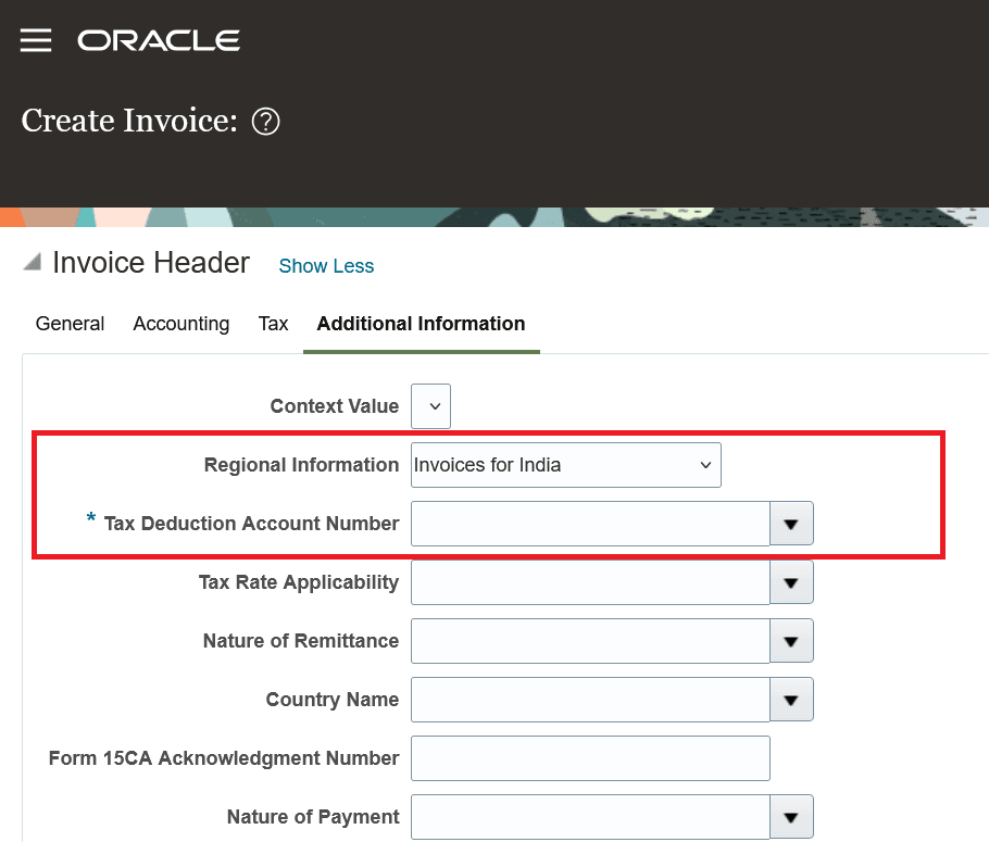 Create Invoice page