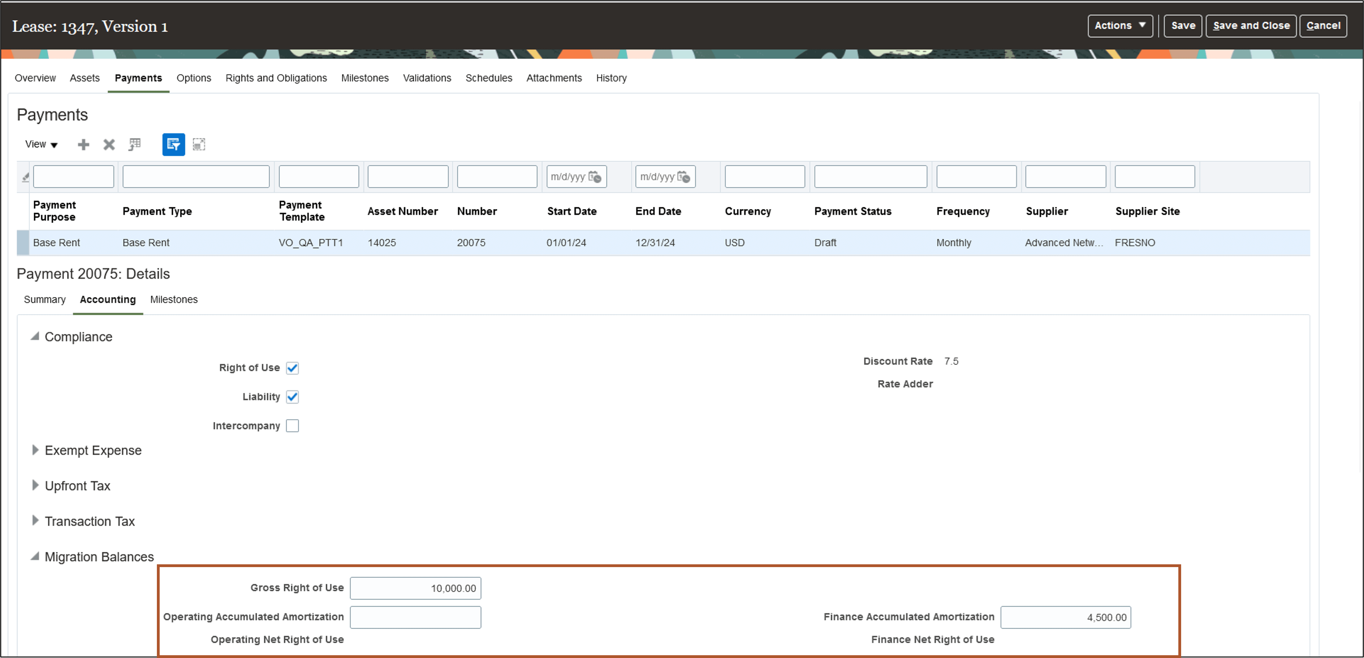 Payment Details - Accounting tab