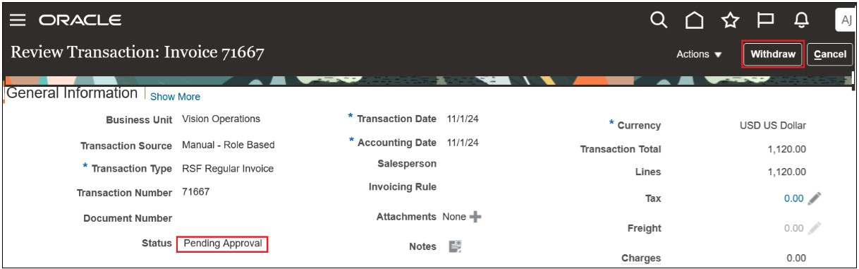 Withdraw Pending Approval transactions