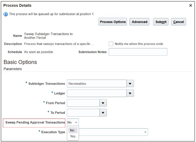 Sweep Subledger Transactions to Another Period process 
