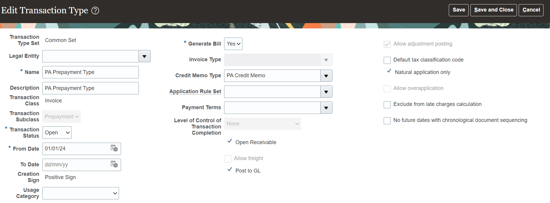 Prepayment Transaction Type
