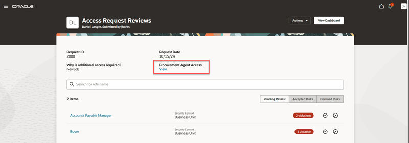 Reviewer View of a PAA Request