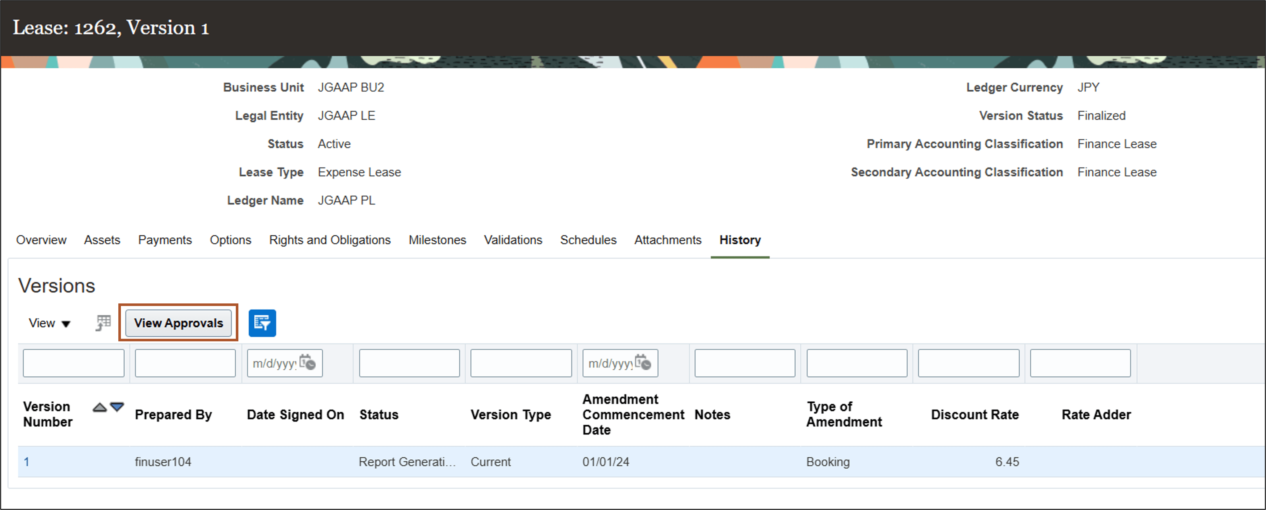 Lease History page