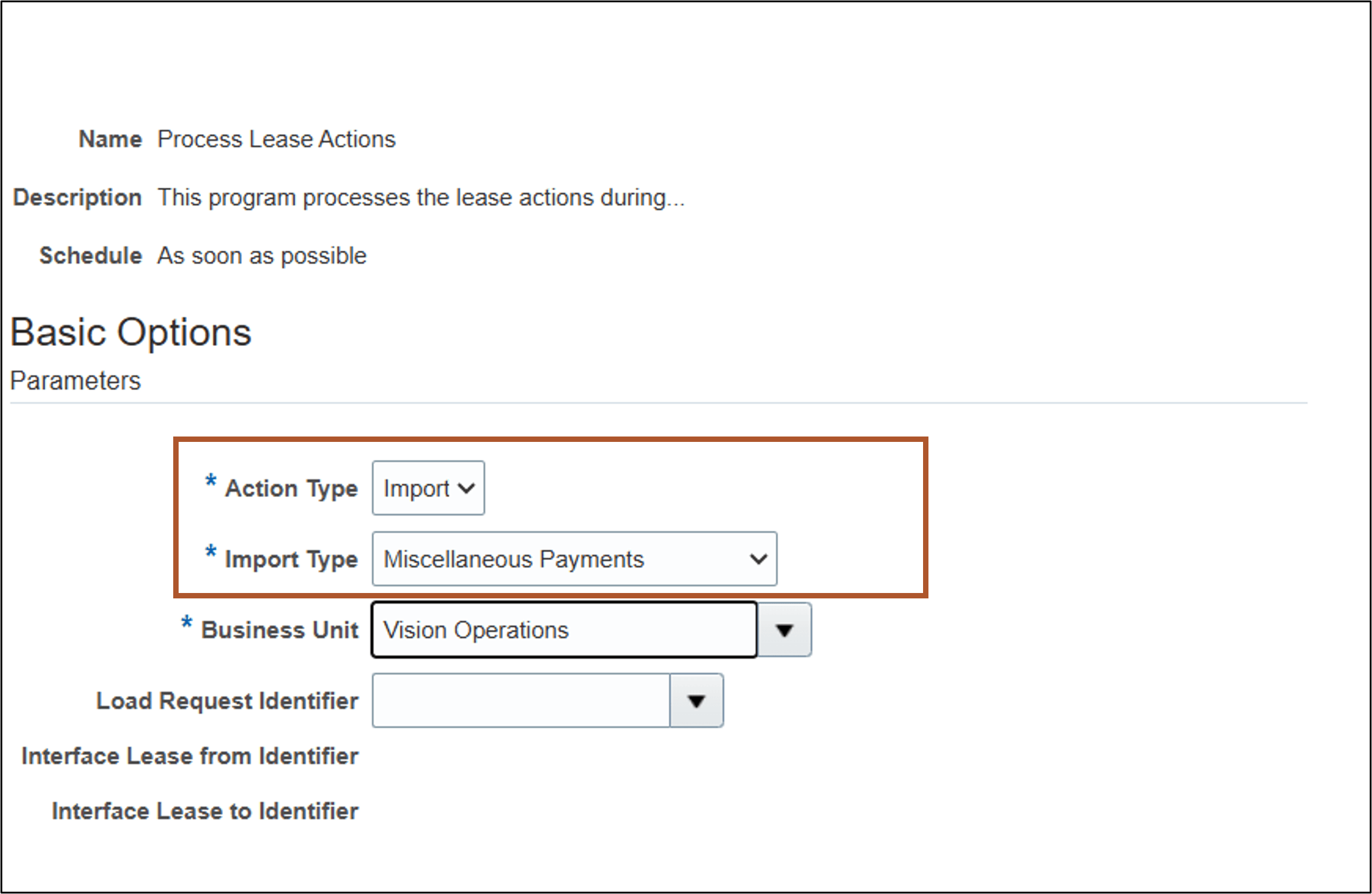 Import Miscellaneous Payments for Expense Leases