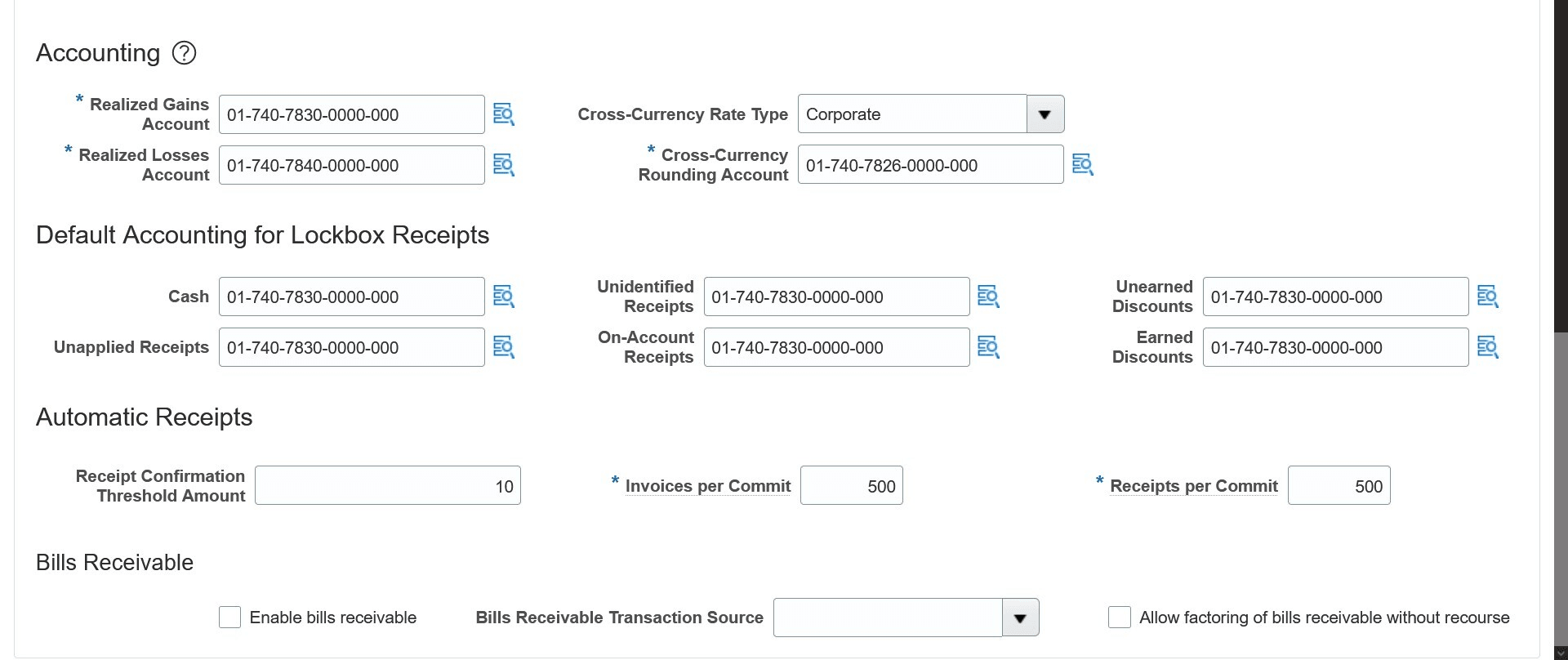 Manage Receivables System Options