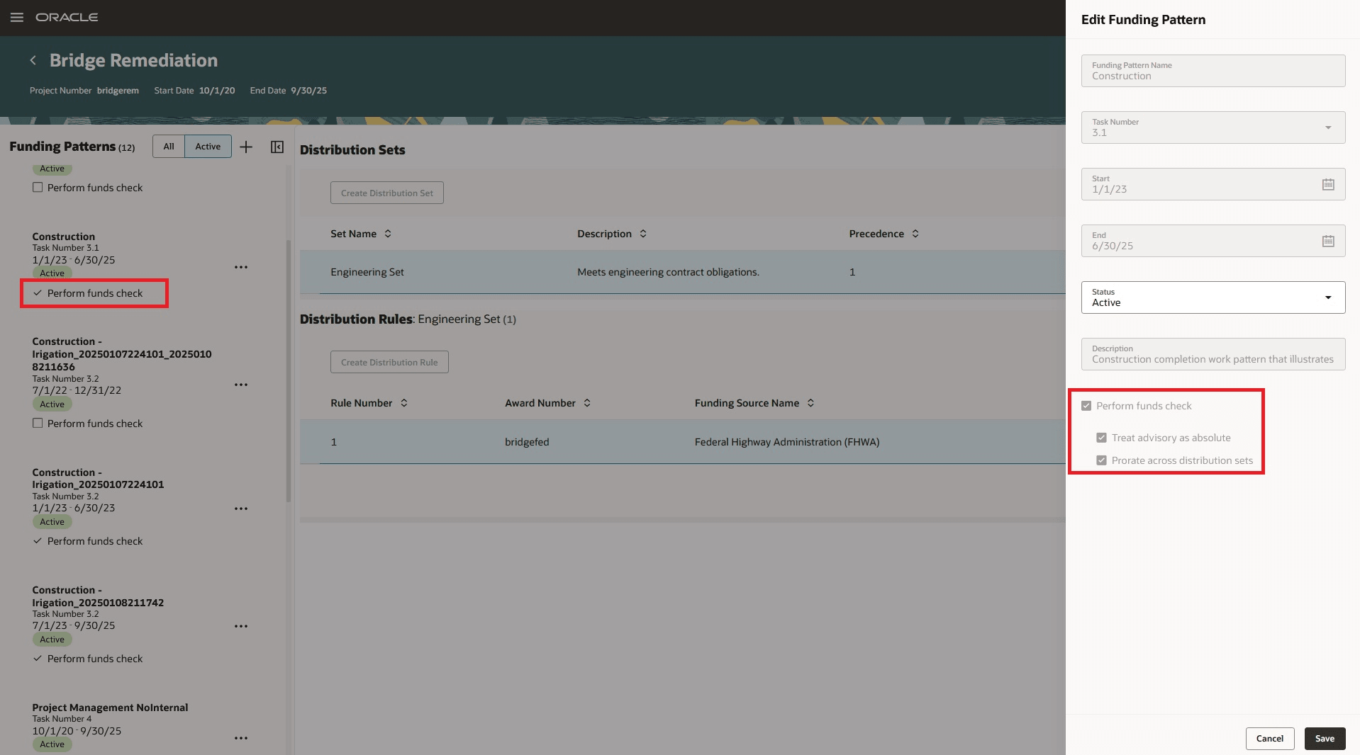 Edit Funding Pattern