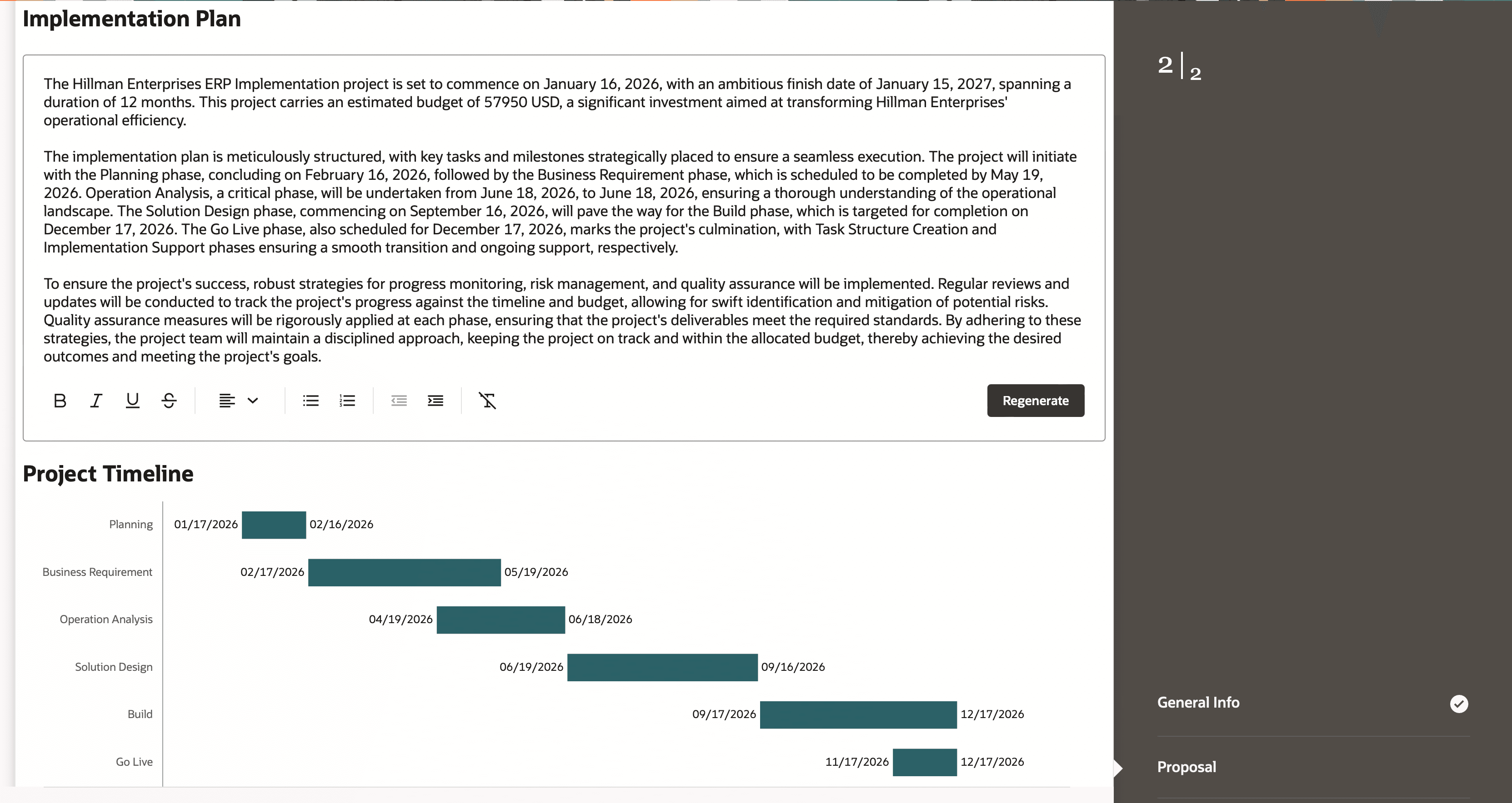 Implementation Plan and Project Timeline on Generated Project Proposal