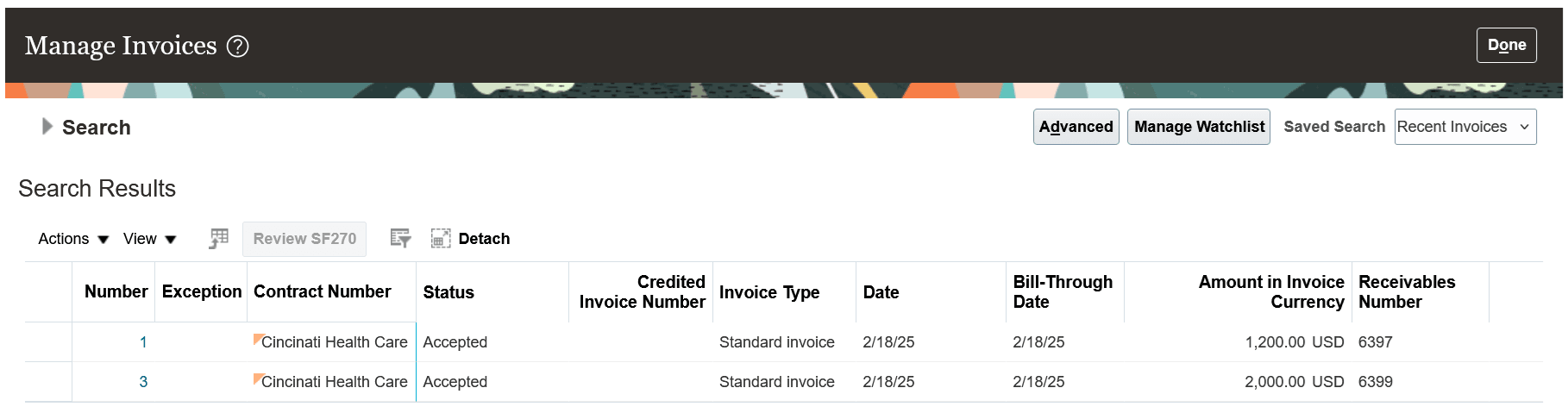 After Deletion of Canceled Invoice